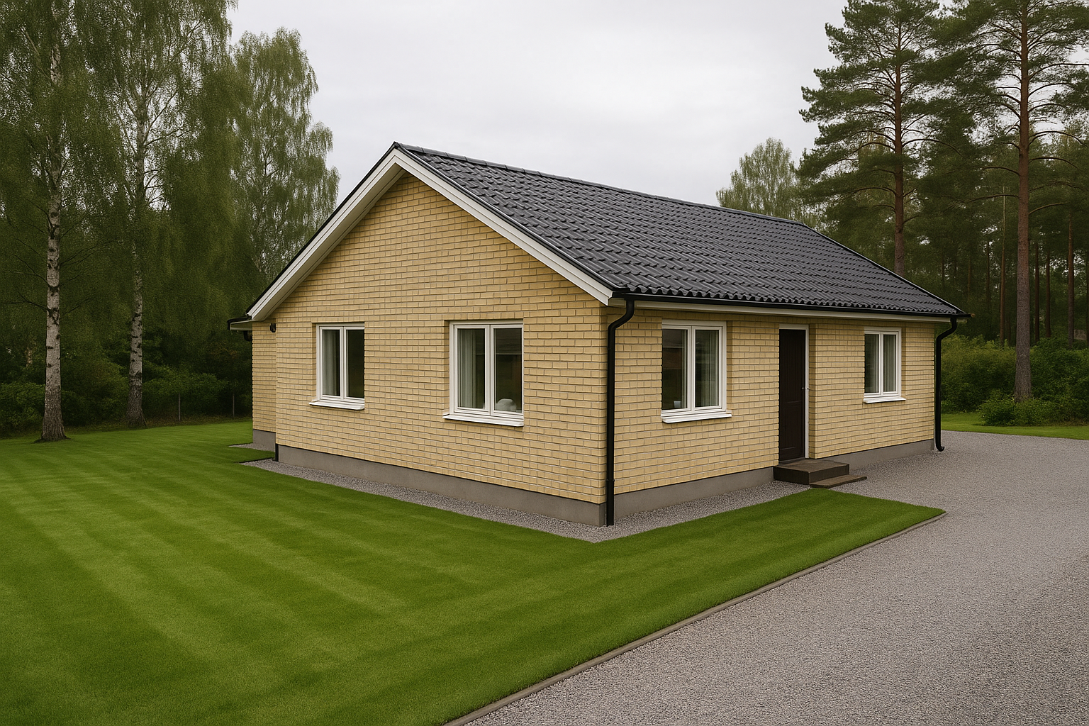 Färdigställd dränering runt villagrund